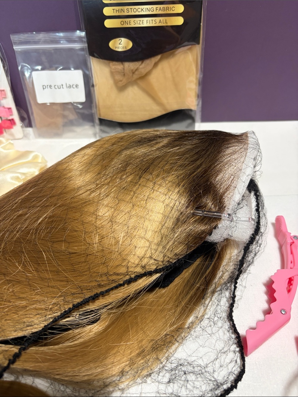 U & A Honey Brown Wig with Styling Accessories - Picture 4 of 5